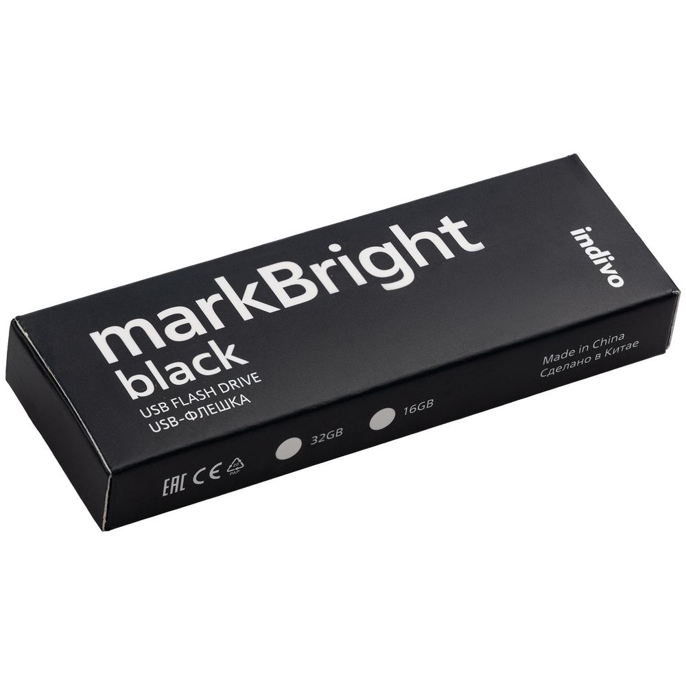 Флешка с подсветкой логотипа markBright Black